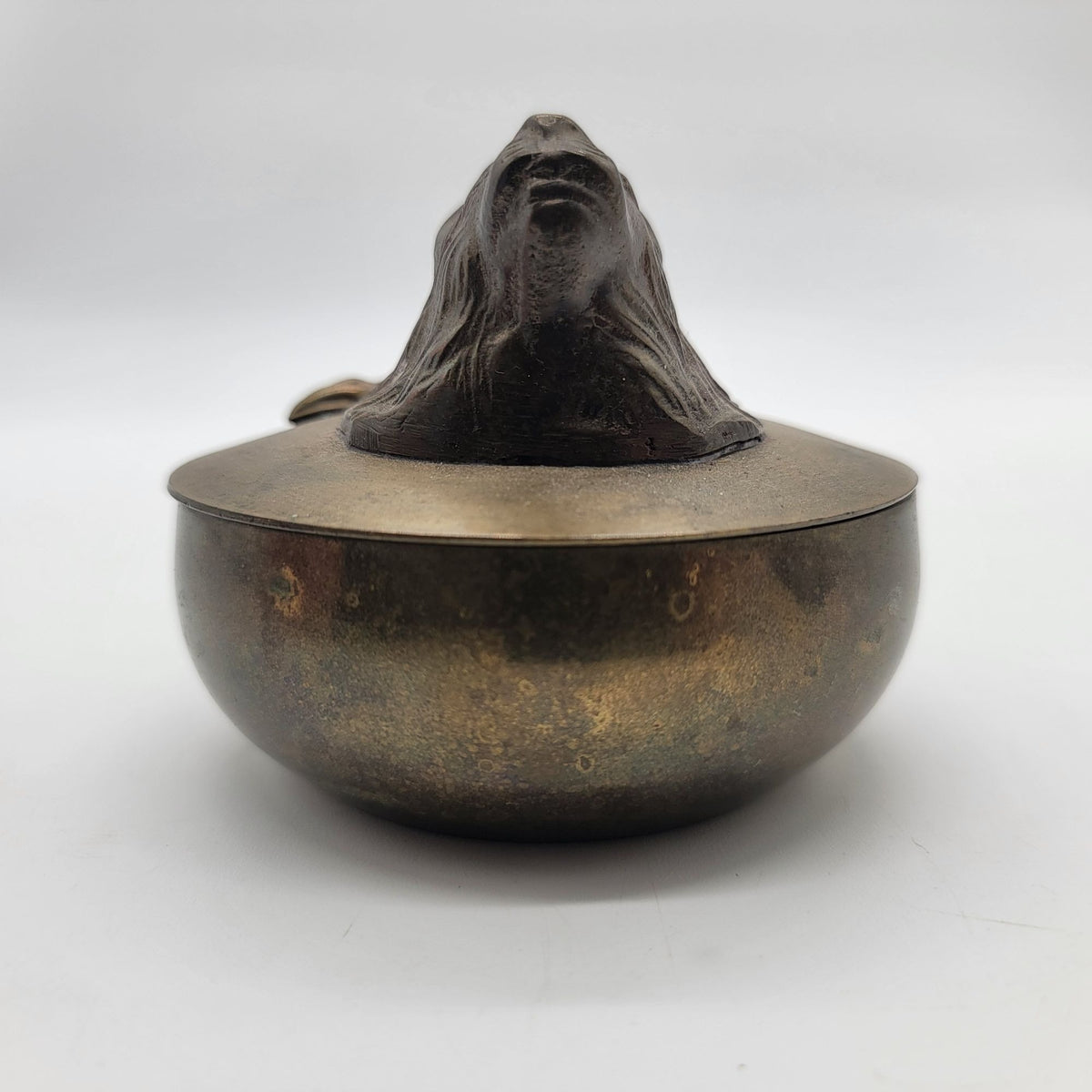 Antique European Brass Figural Lion Stash Box