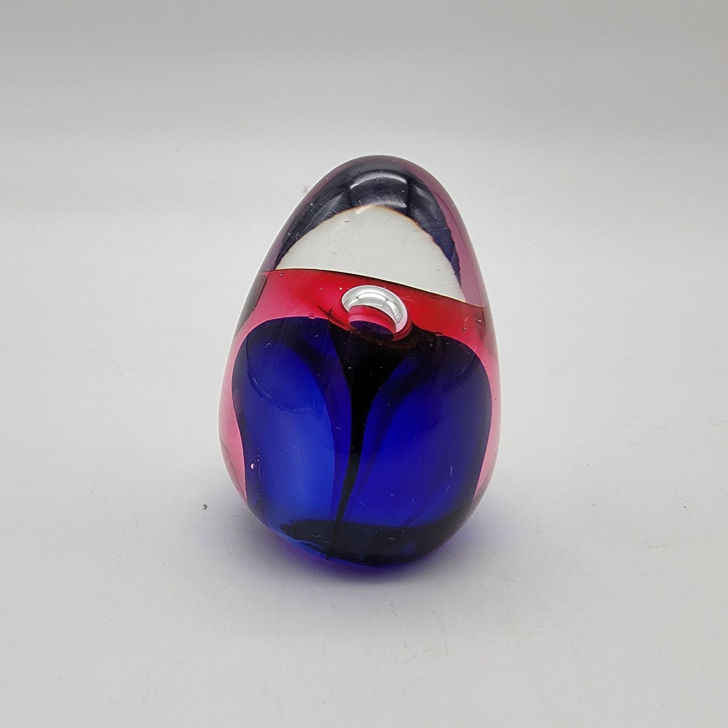 Vintage Sommerso Art Glass Egg Shaped Miniature Paperweight