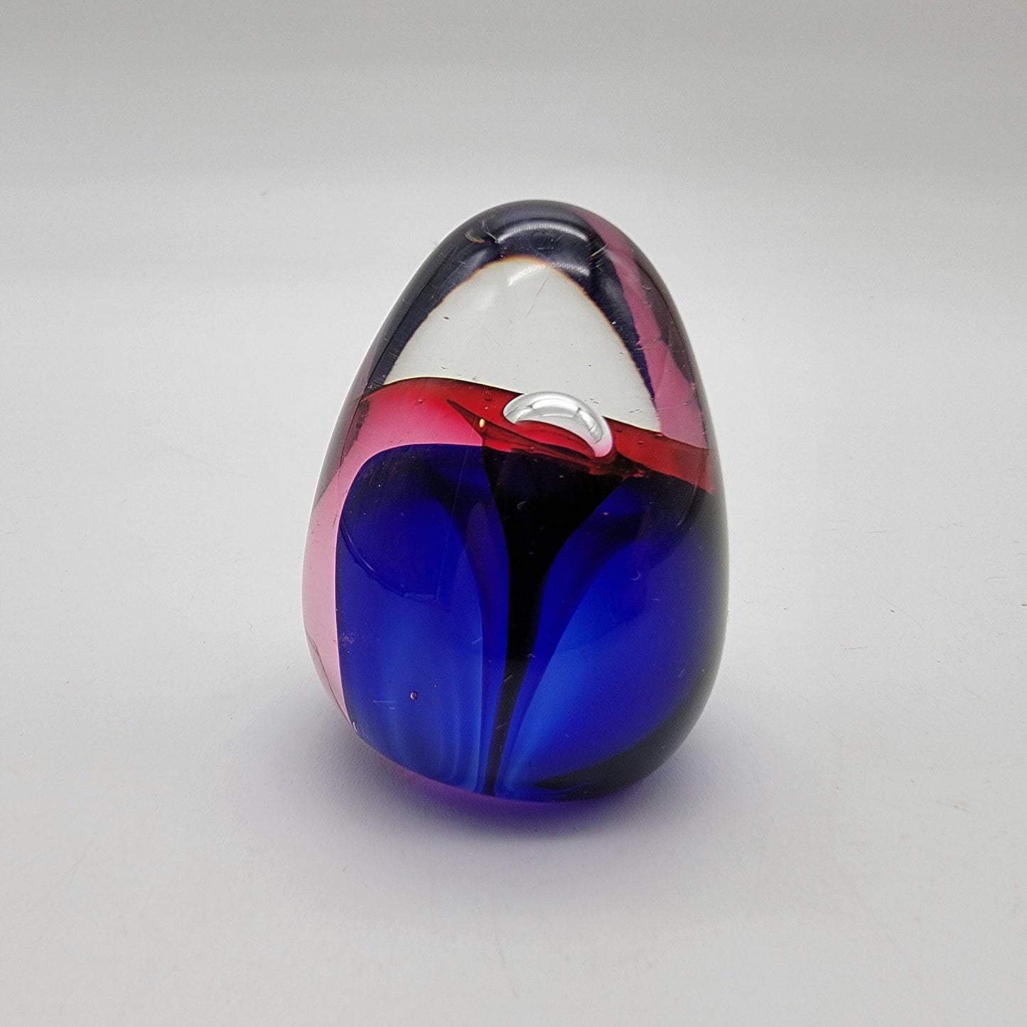 Vintage Sommerso Art Glass Egg Shaped Miniature Paperweight