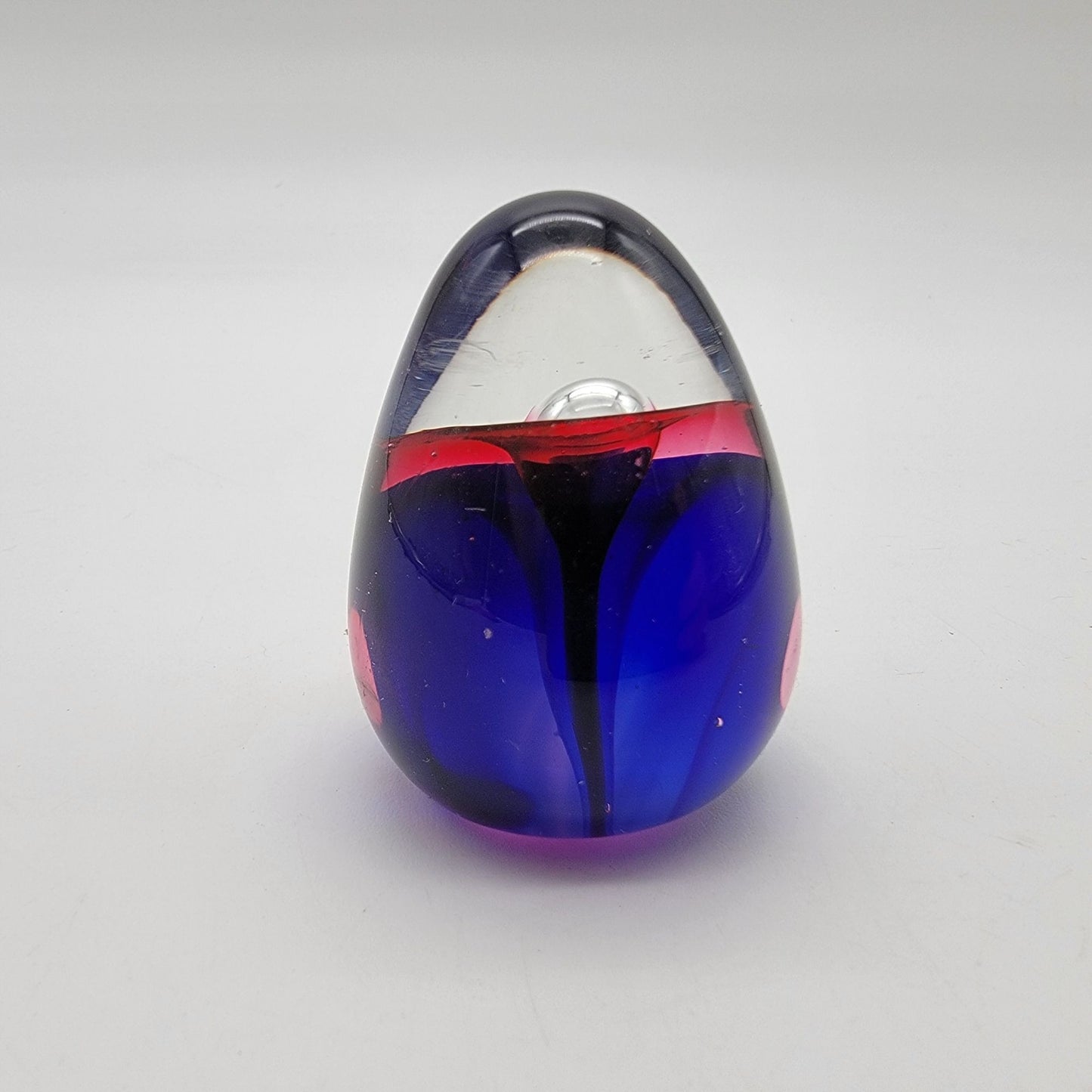 Vintage Sommerso Art Glass Egg Shaped Miniature Paperweight