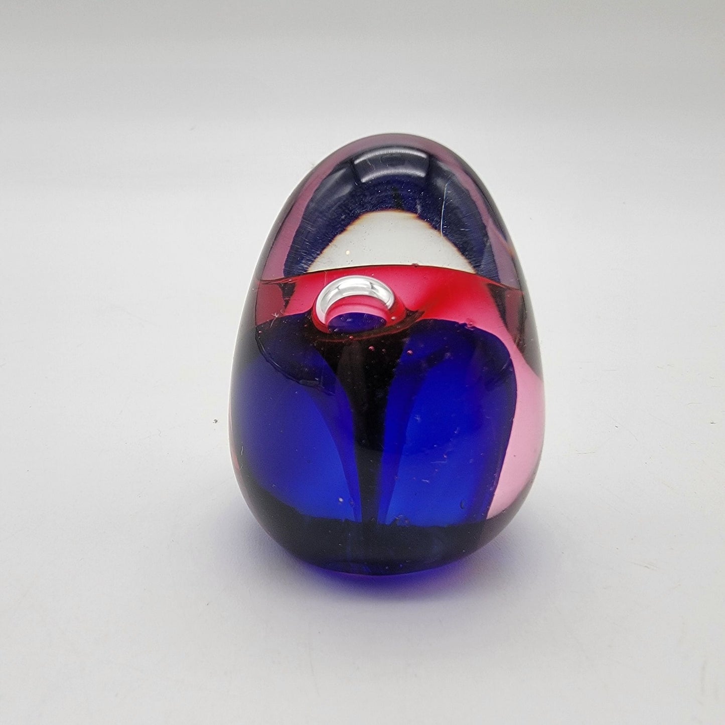 Vintage Sommerso Art Glass Egg Shaped Miniature Paperweight