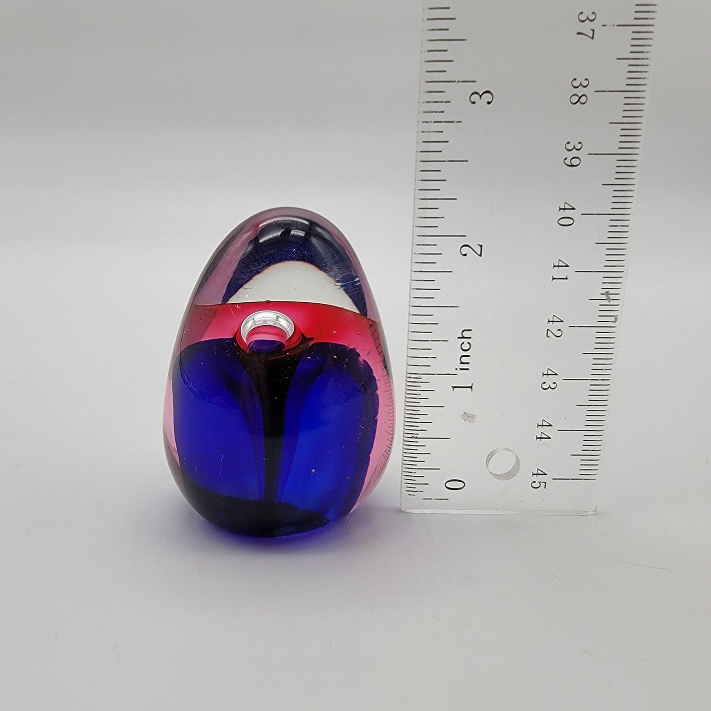 Vintage Sommerso Art Glass Egg Shaped Miniature Paperweight