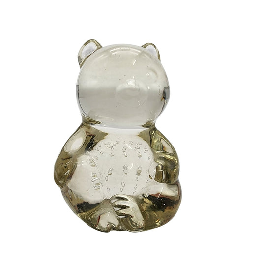 Vintage Clear Glass Bear Figurine With Bullicante Bubbles