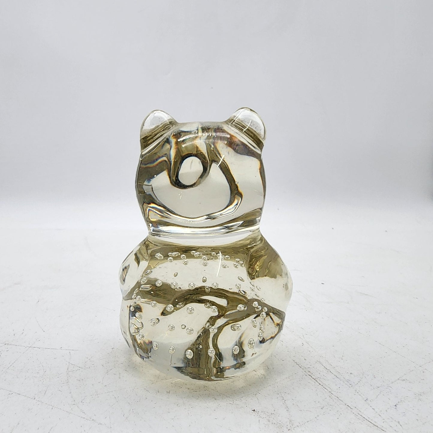 Vintage Clear Glass Bear Figurine With Bullicante Bubbles