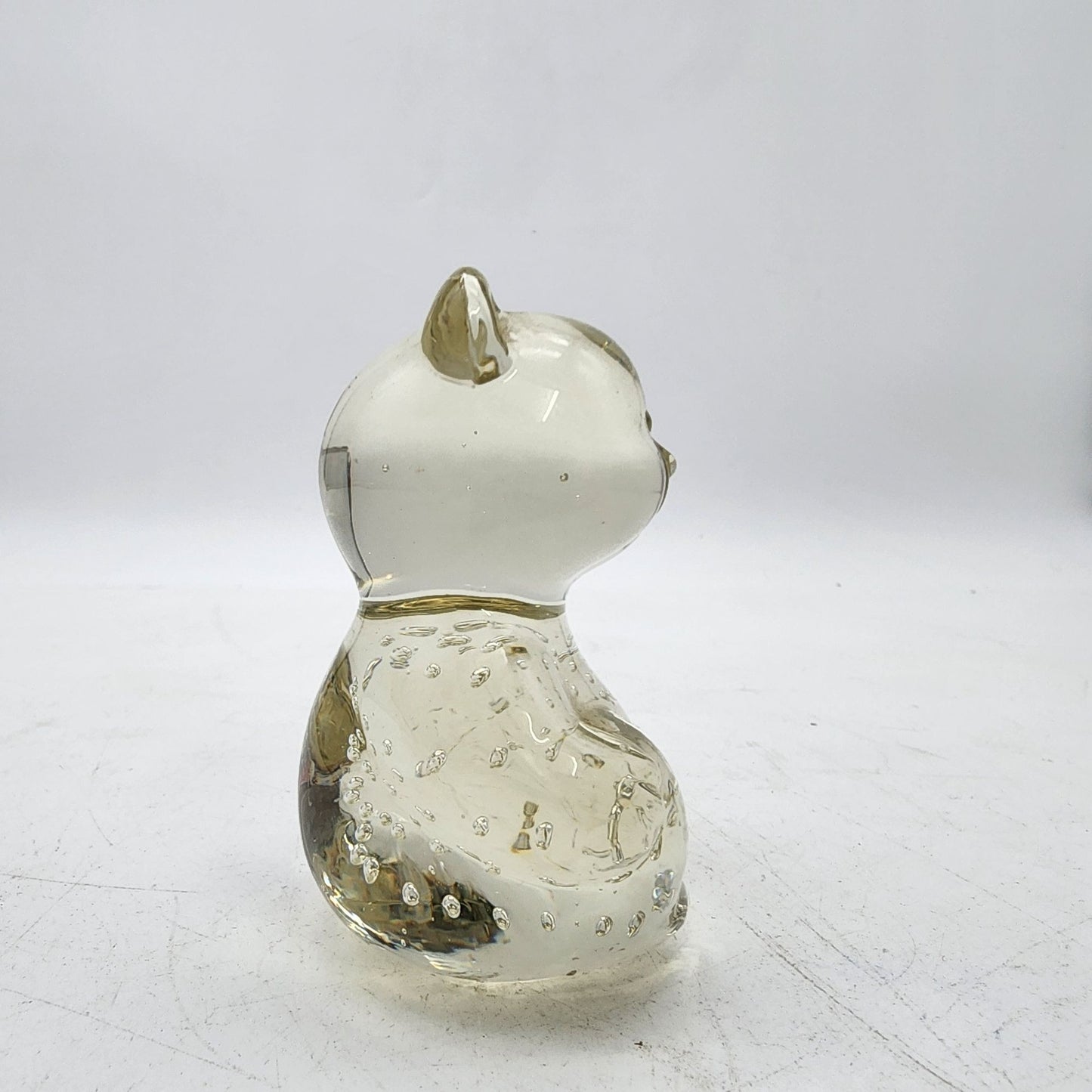 Vintage Clear Glass Bear Figurine With Bullicante Bubbles