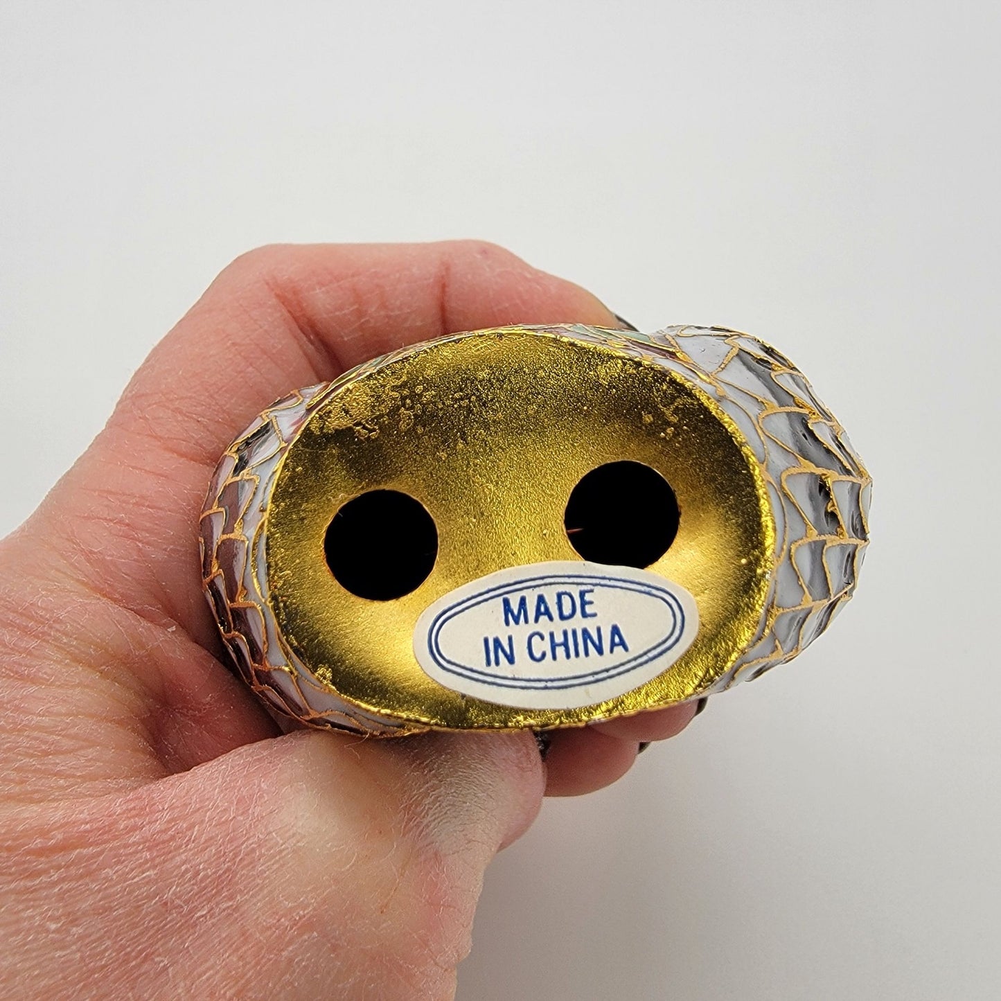 Vintage 1980s Cloisonne Owl Figurine