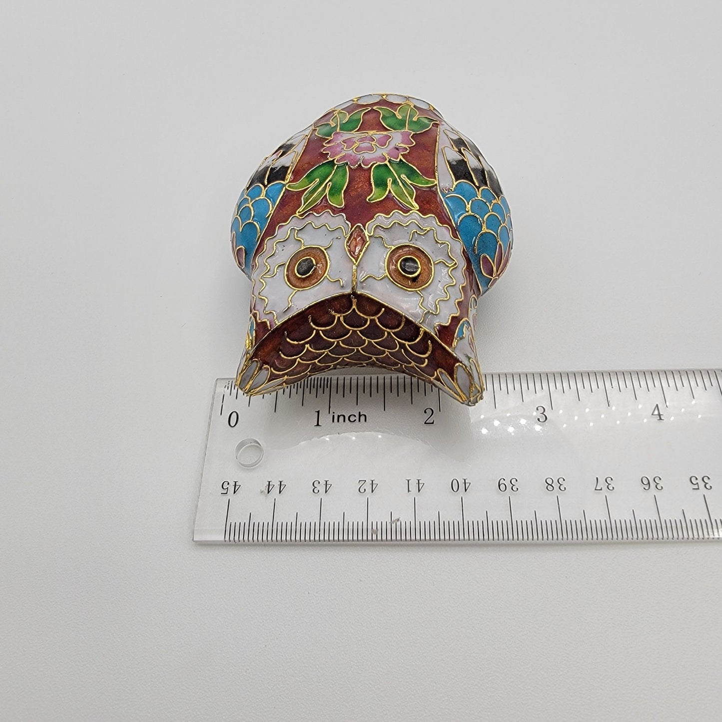Vintage 1980s Cloisonne Owl Figurine