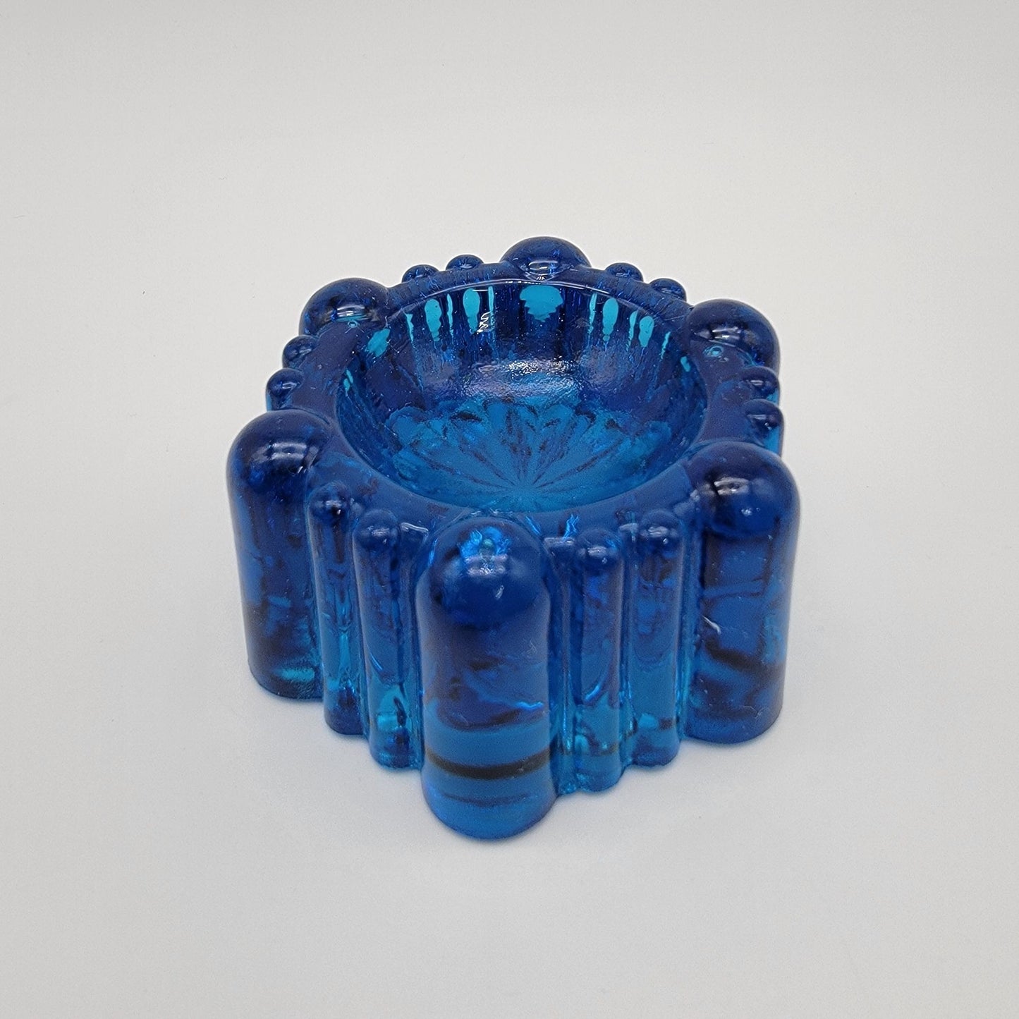 Antique Blue Glass Piano Castor Cup