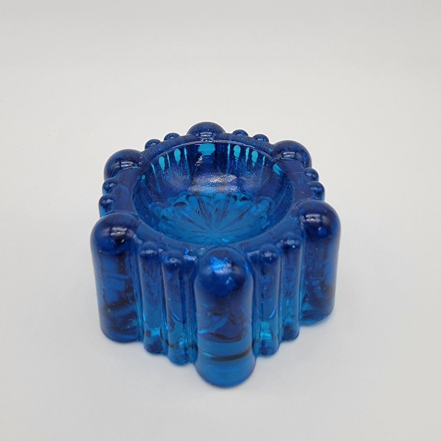 Antique Blue Glass Piano Castor Cup