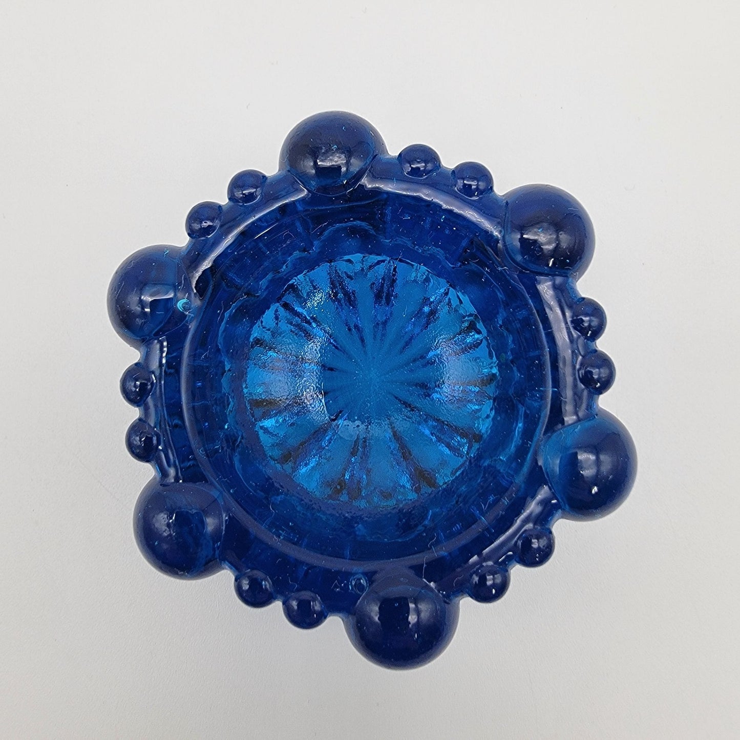 Antique Blue Glass Piano Castor Cup