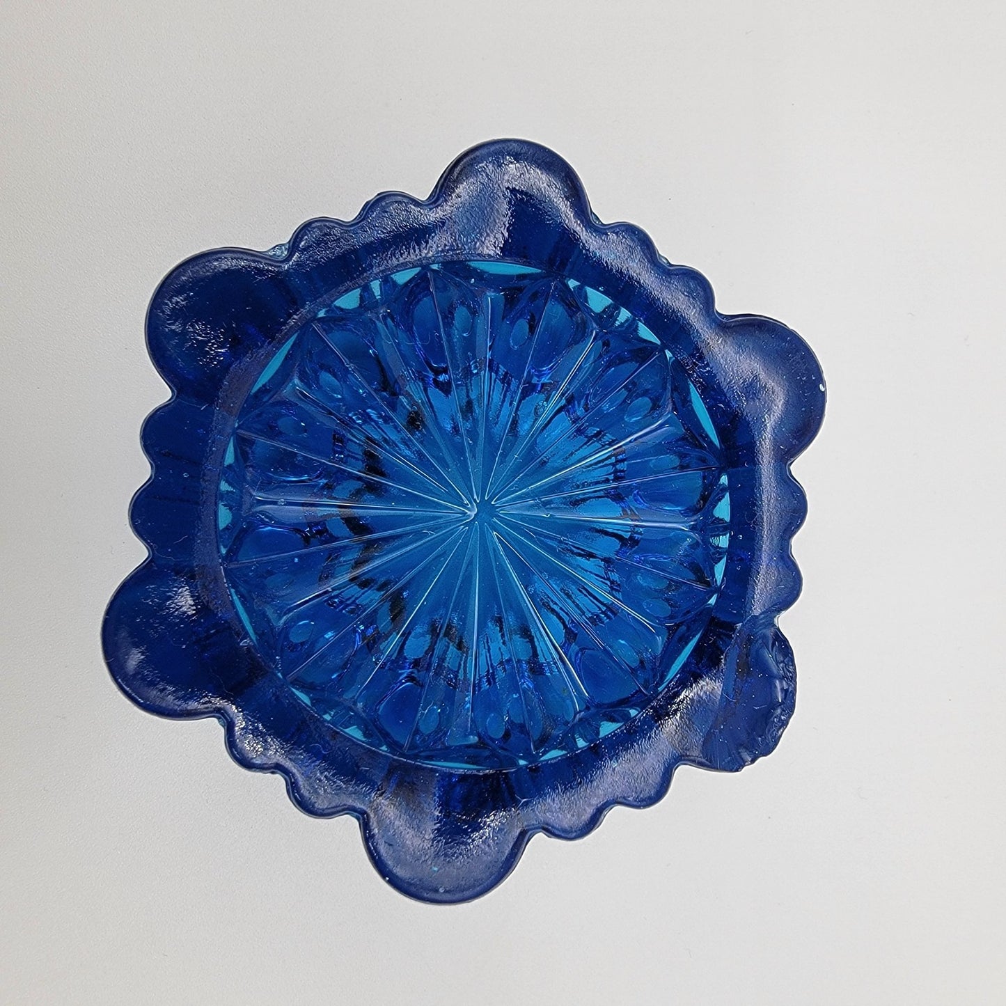 Antique Blue Glass Piano Castor Cup