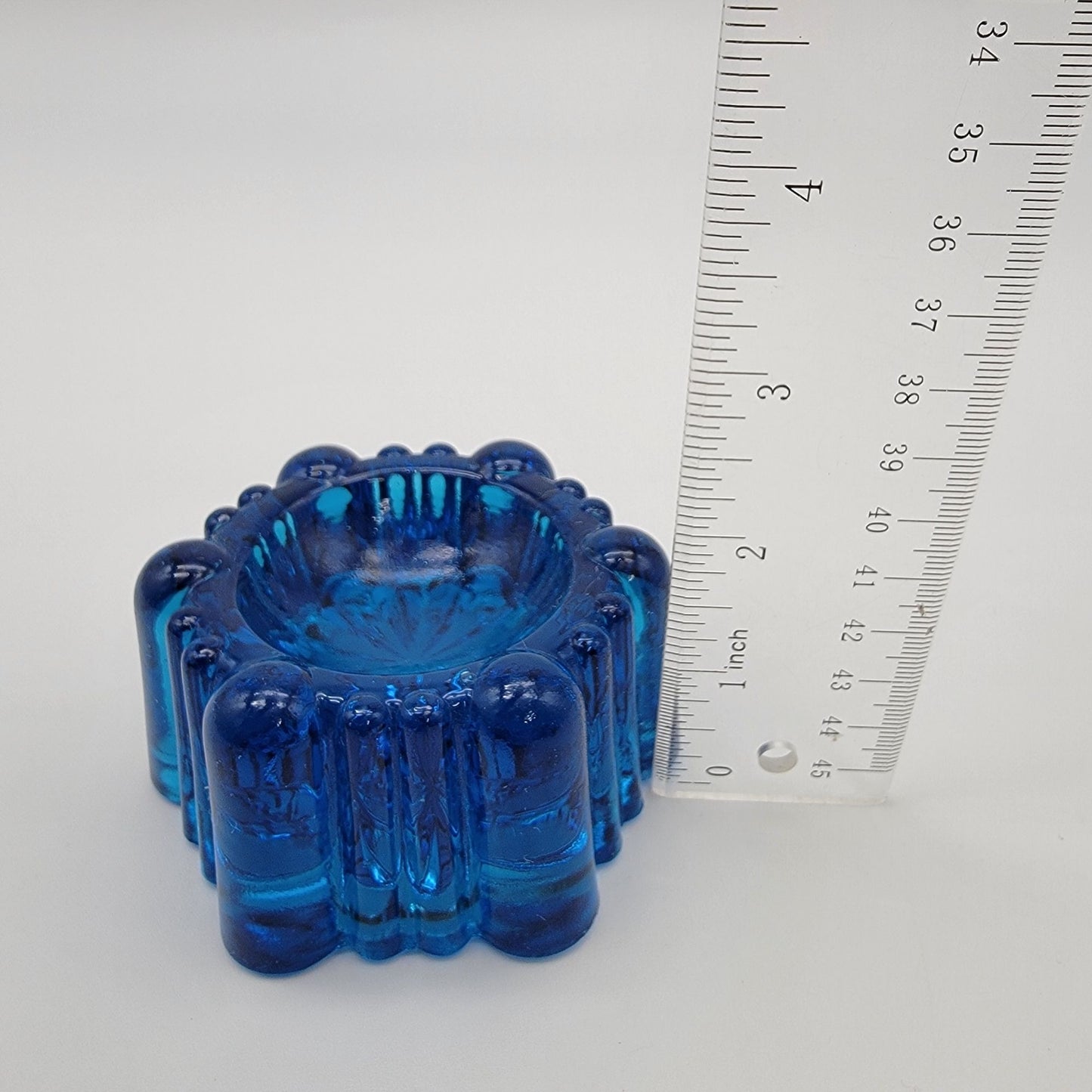 Antique Blue Glass Piano Castor Cup