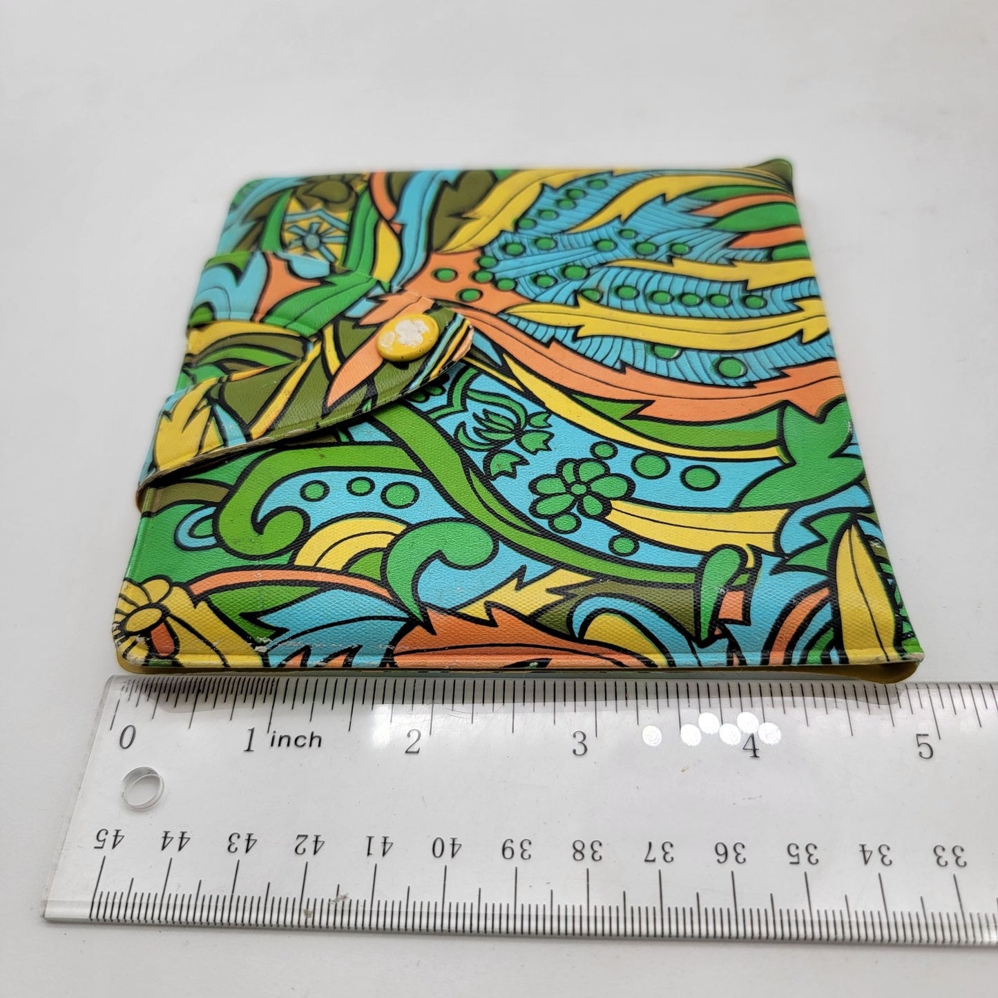 Vintage 1970s Psychedelic Print Dual Mirror Compact