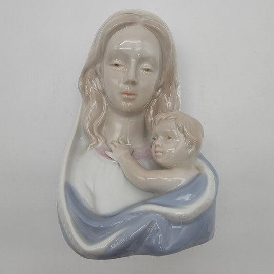 Vintage Roman Japan Porcelain Madonna & Child Bust Music Box Plays Ave Maria