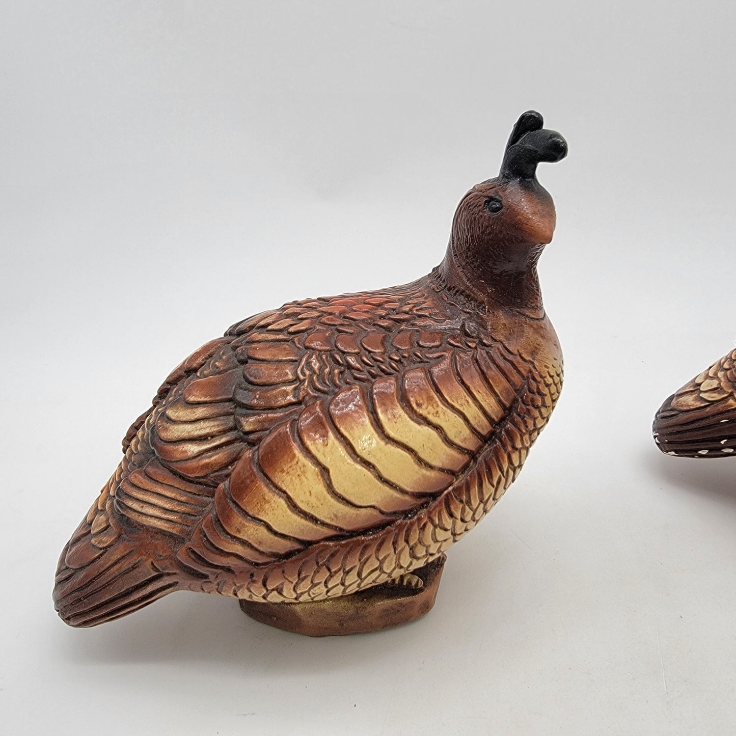 Vintage 1966 Progressive Art Products Set Of 3 Chalkware Quail Bird Sculptures