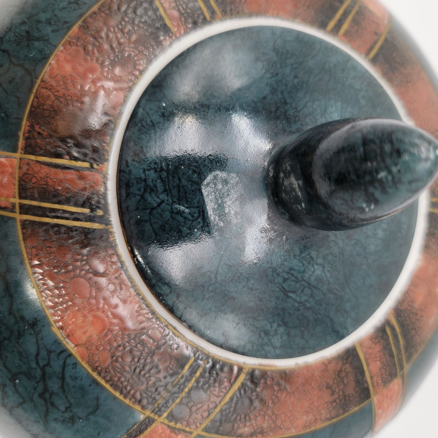 Large Vintage WBI Equestrian Porcelain Ginger Jar With Lid Featuring Horseback Riders