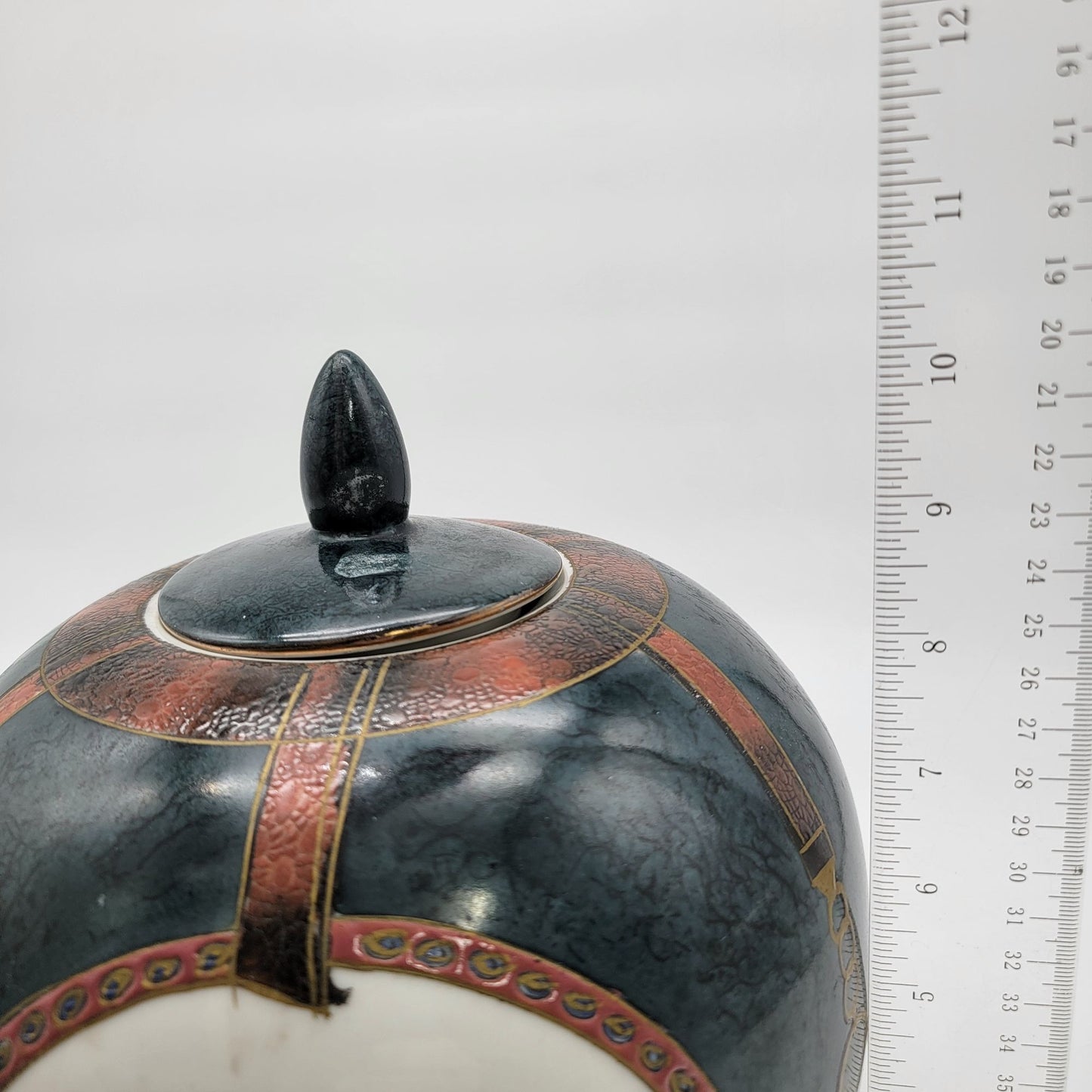 Large Vintage WBI Equestrian Porcelain Ginger Jar With Lid Featuring Horseback Riders