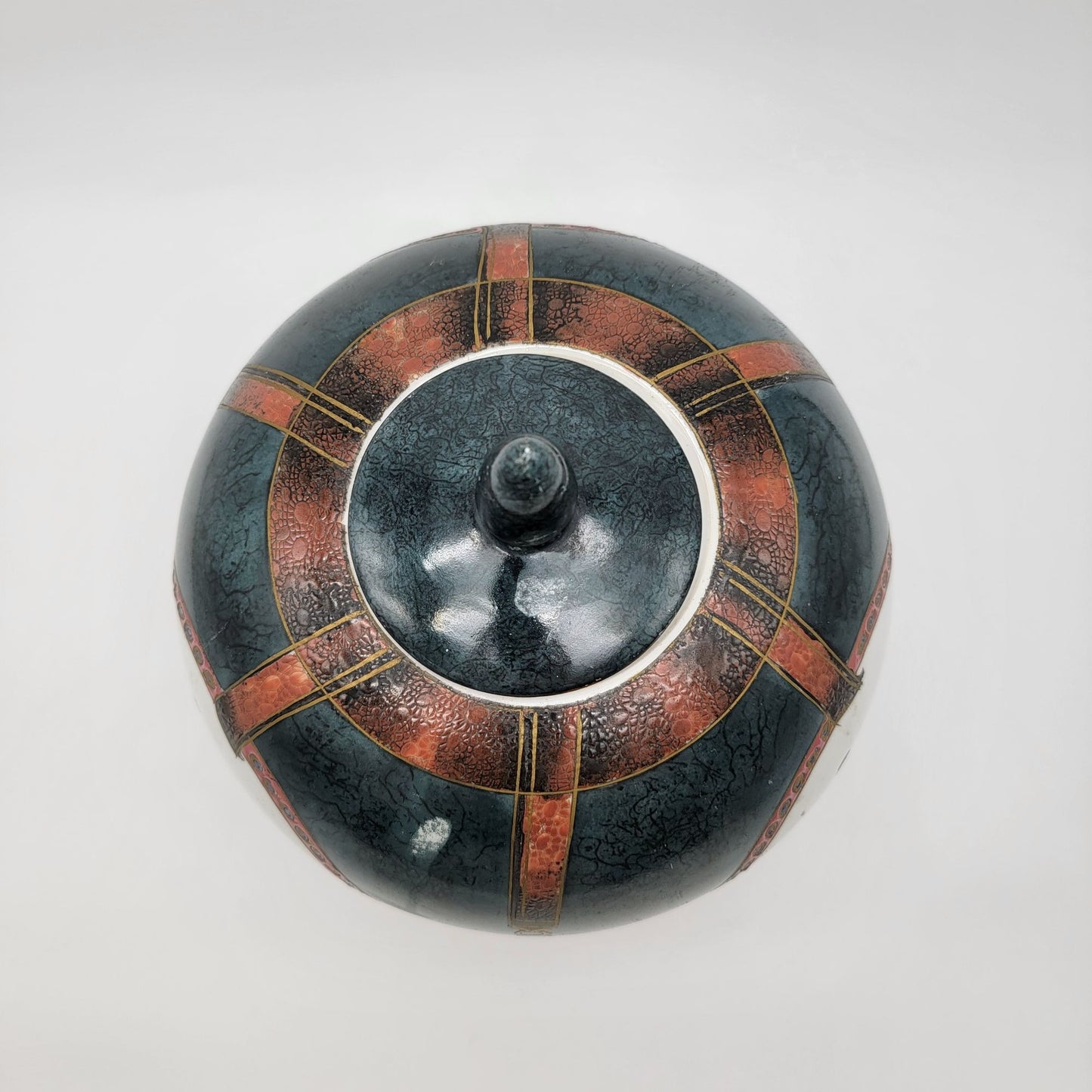 Large Vintage WBI Equestrian Porcelain Ginger Jar With Lid Featuring Horseback Riders