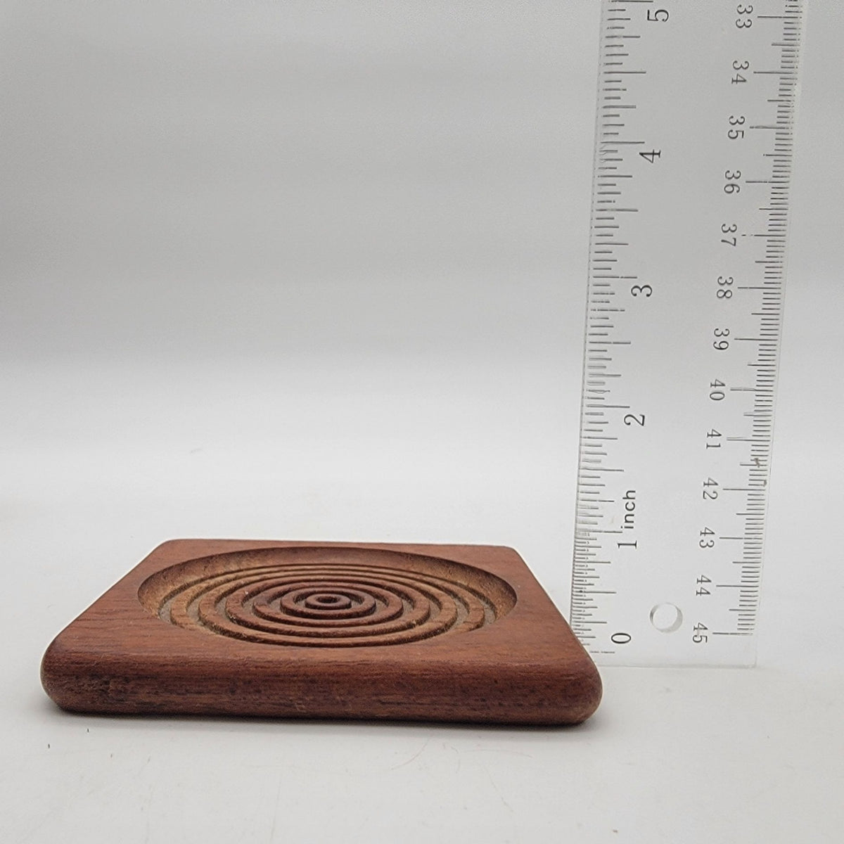 Vintage Teak Wood Coasters & Holder Set Of 6