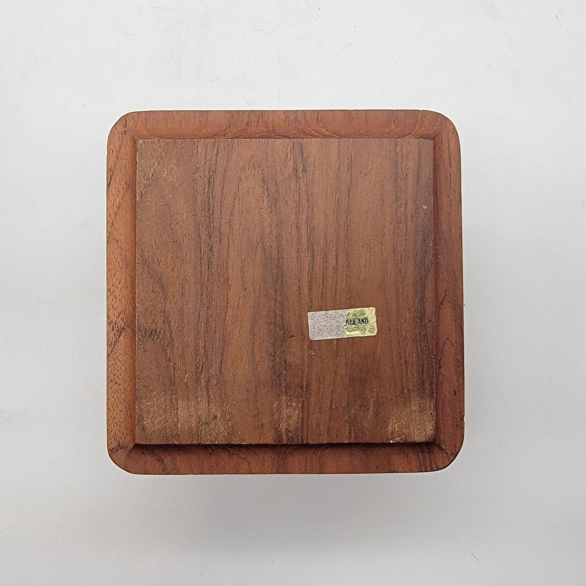 Vintage Teak Wood Coasters & Holder Set Of 6