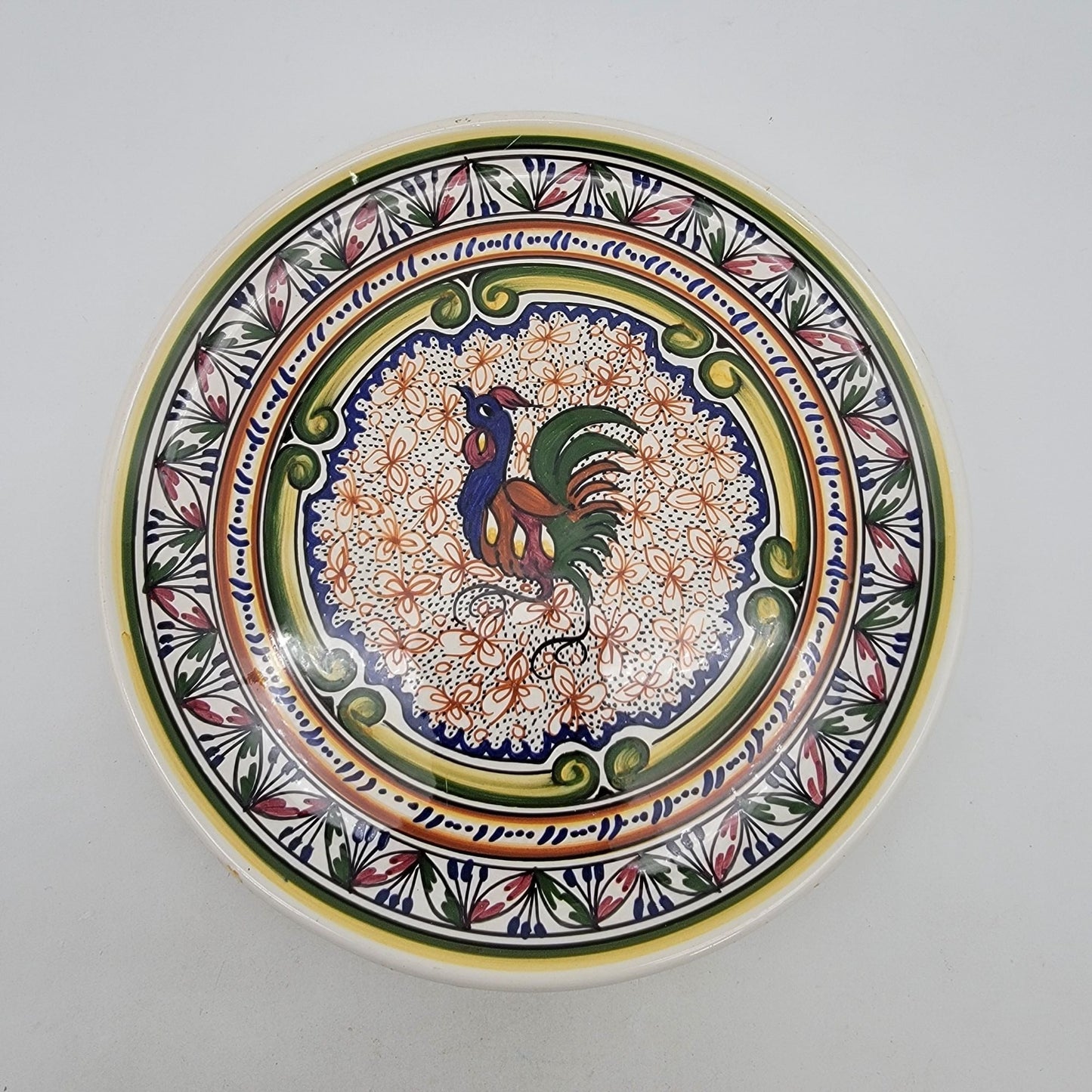Hand-Painted Coimbra Earthenware Rooster Serving Dish Plate