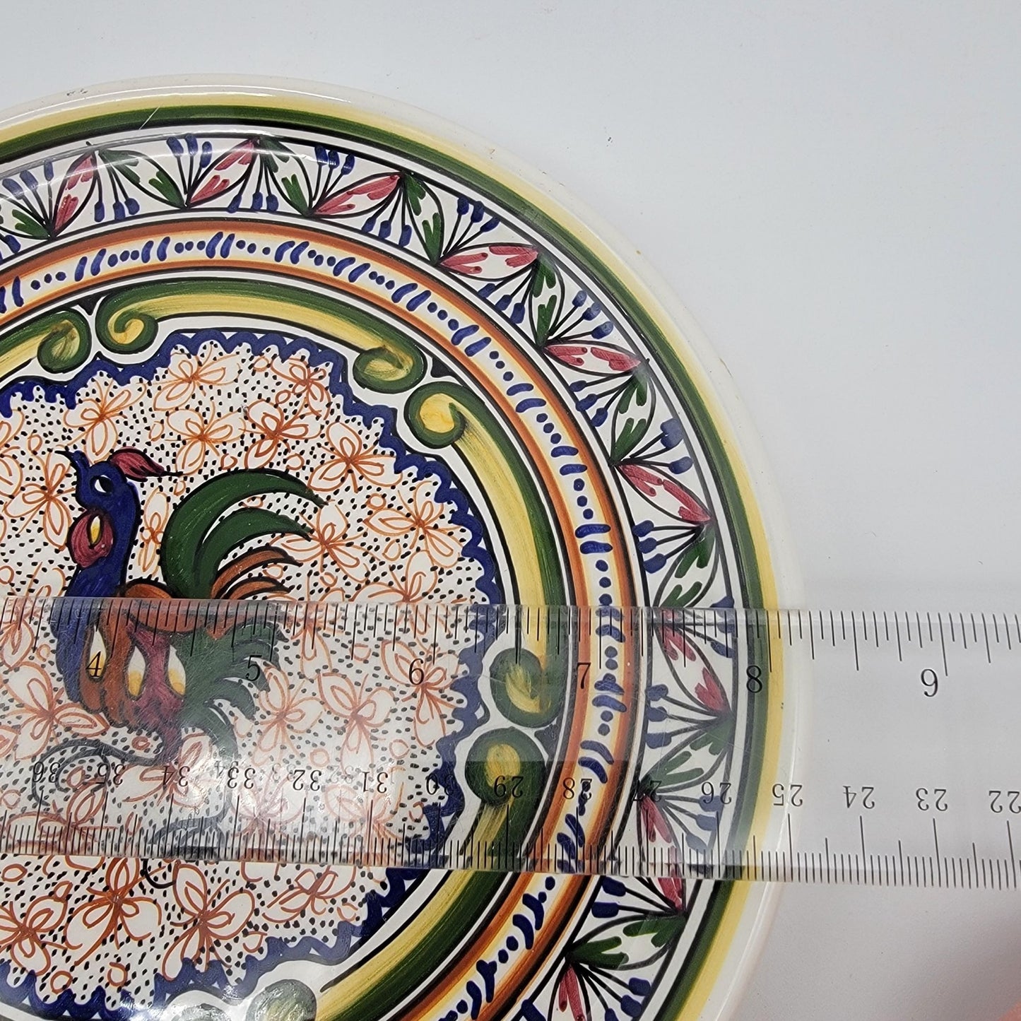 Hand-Painted Coimbra Earthenware Rooster Serving Dish Plate