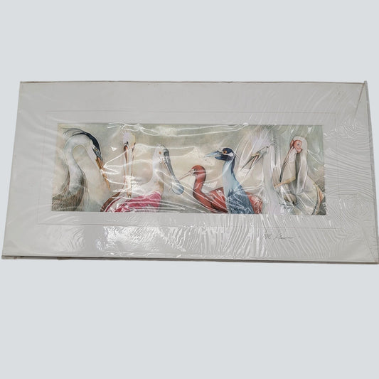 "Heads Up" Watercolor Art Print By Gene Rizzo Matted  Featuring  Birds