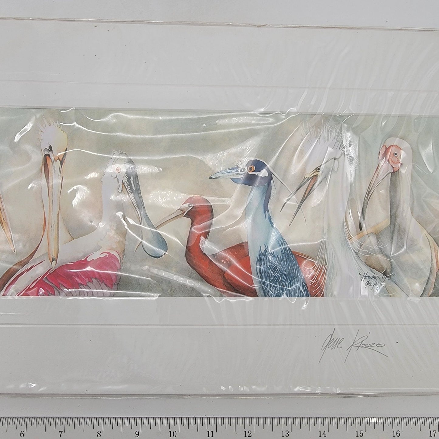 "Heads Up" Watercolor Art Print By Gene Rizzo Matted  Featuring  Birds