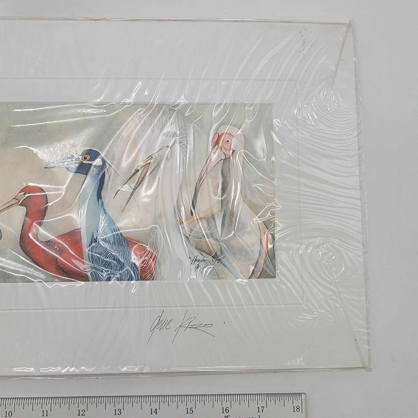 "Heads Up" Watercolor Art Print By Gene Rizzo Matted  Featuring  Birds