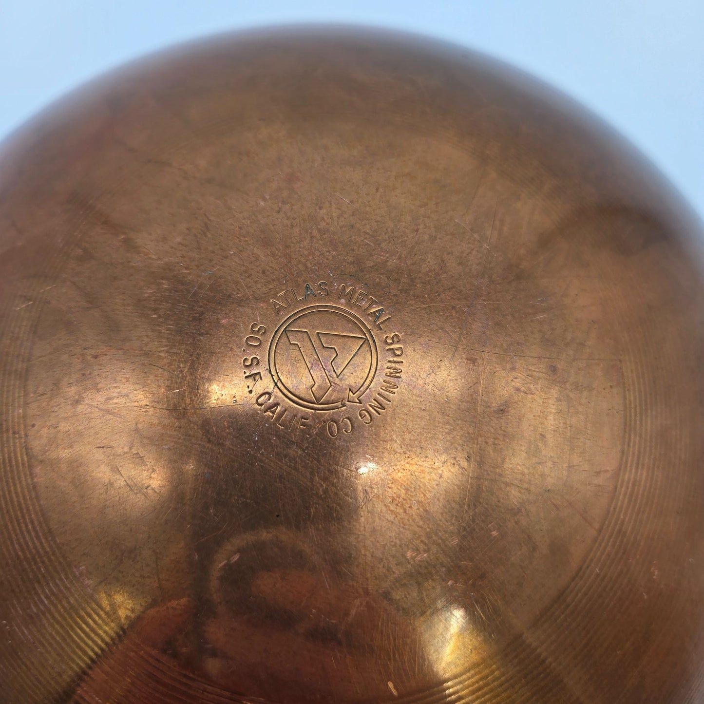 Vintage Atlas Metal Spinning Co Copper Mixing Bowl