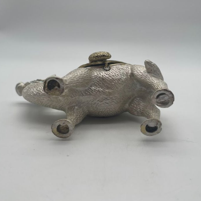 Vintage Silver-Tone Blue Enameled & Rhinestones Camel Trinket Box