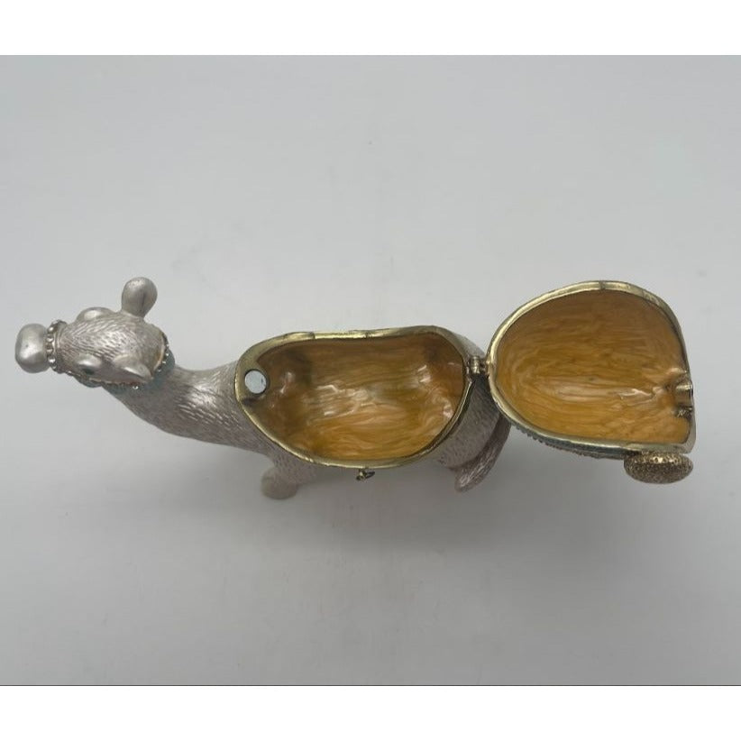 Vintage Silver-Tone Blue Enameled & Rhinestones Camel Trinket Box