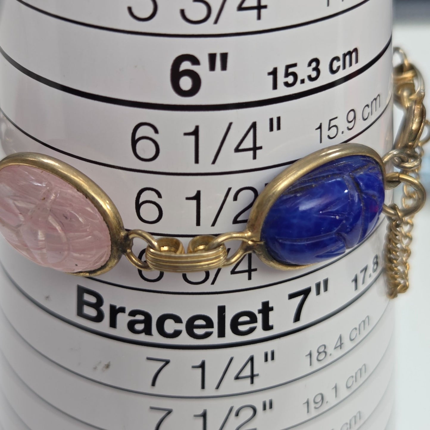 Vintage Egyptian Revival Scarab Multi-Gemstones Bracelet