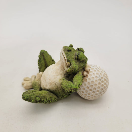 Whimsical Vintage Frog Relaxing On Golf Ball Figurine