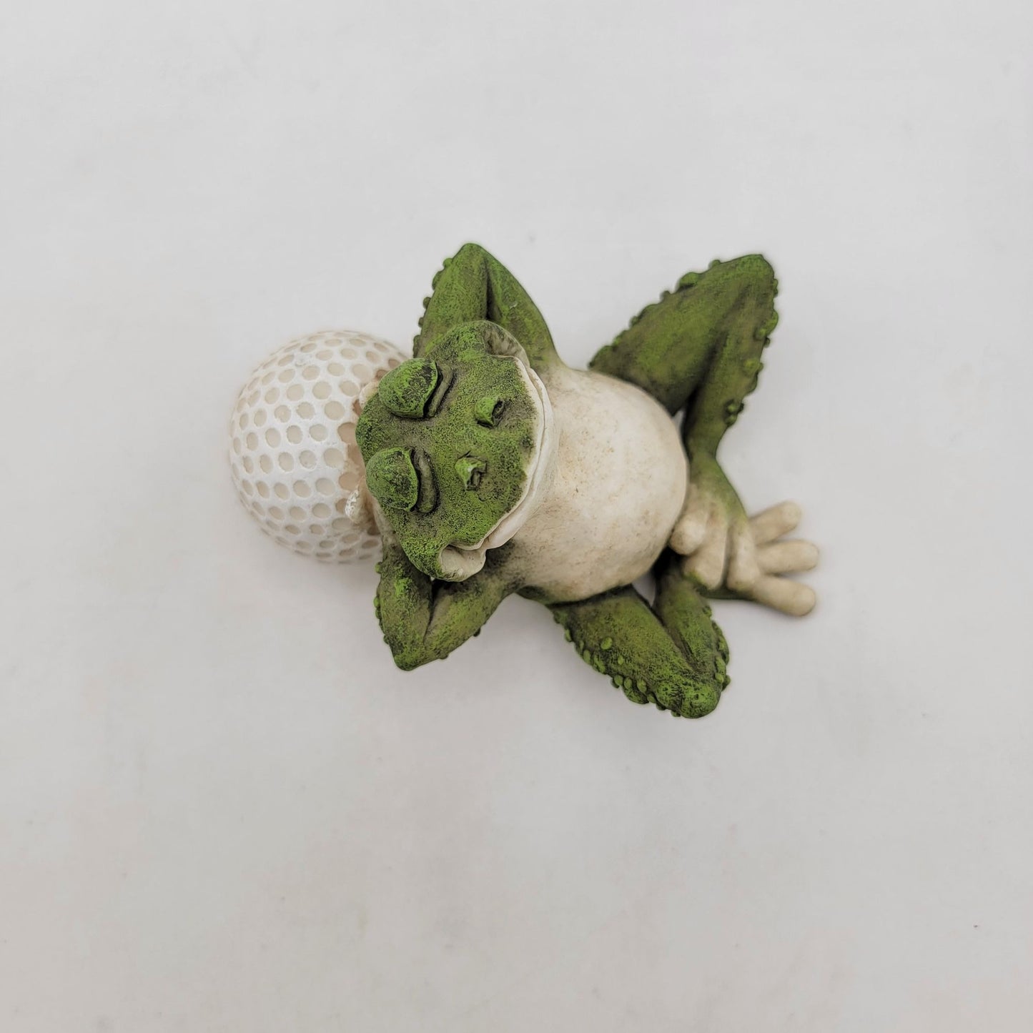 Whimsical Vintage Frog Relaxing On Golf Ball Figurine