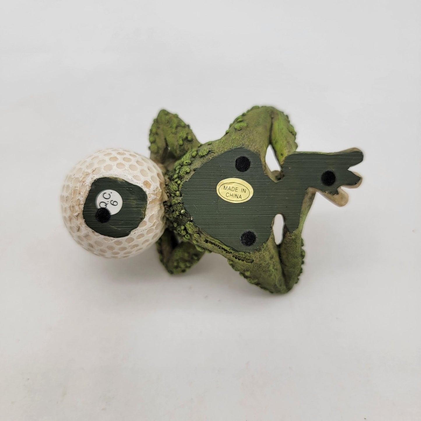 Whimsical Vintage Frog Relaxing On Golf Ball Figurine