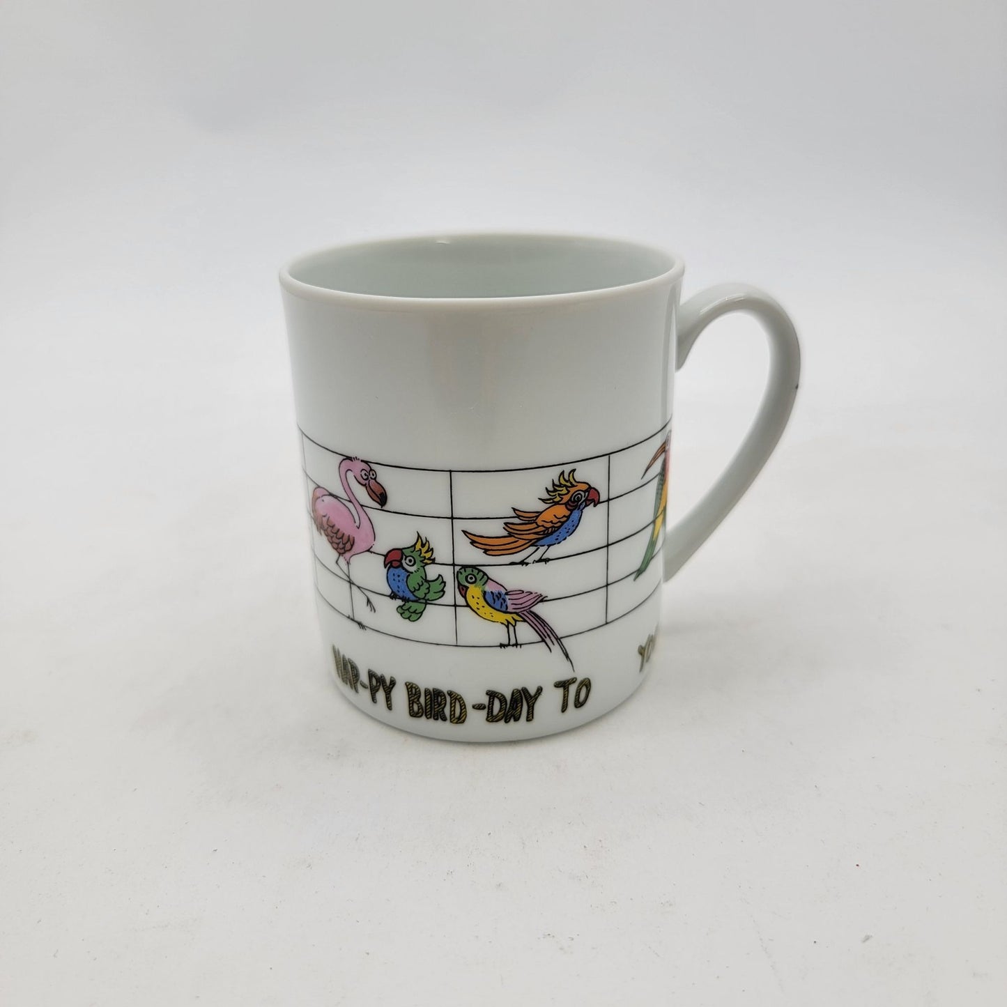 Takakashi San Francisco Con Brio Music Note Parrot Mug Happy Bird-Day Song Coffee Tea Cup