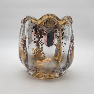 Fitz & Floyd Gold Flower Mercury Glass Votive Candle Holder In Original Box