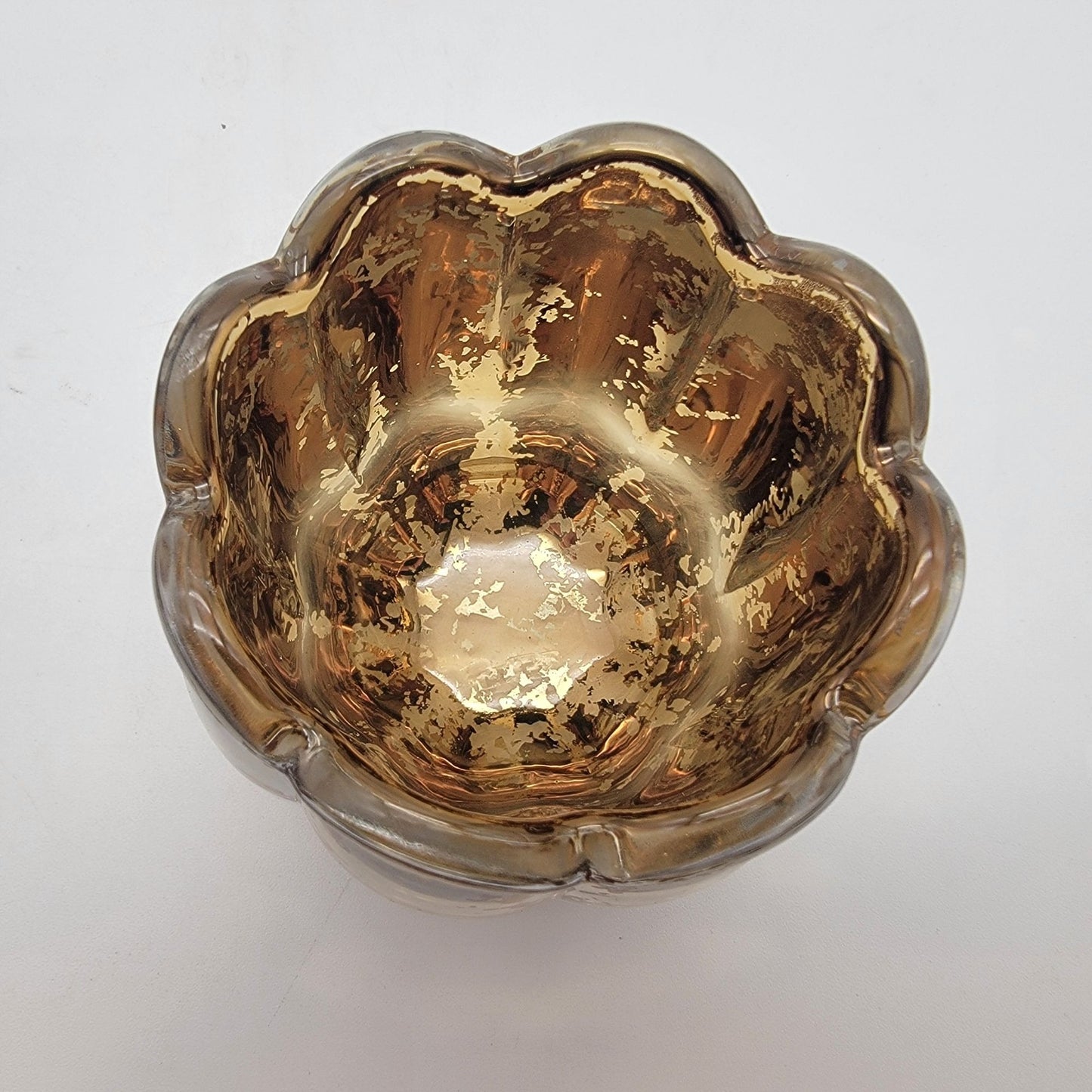 Fitz & Floyd Gold Flower Mercury Glass Votive Candle Holder In Original Box