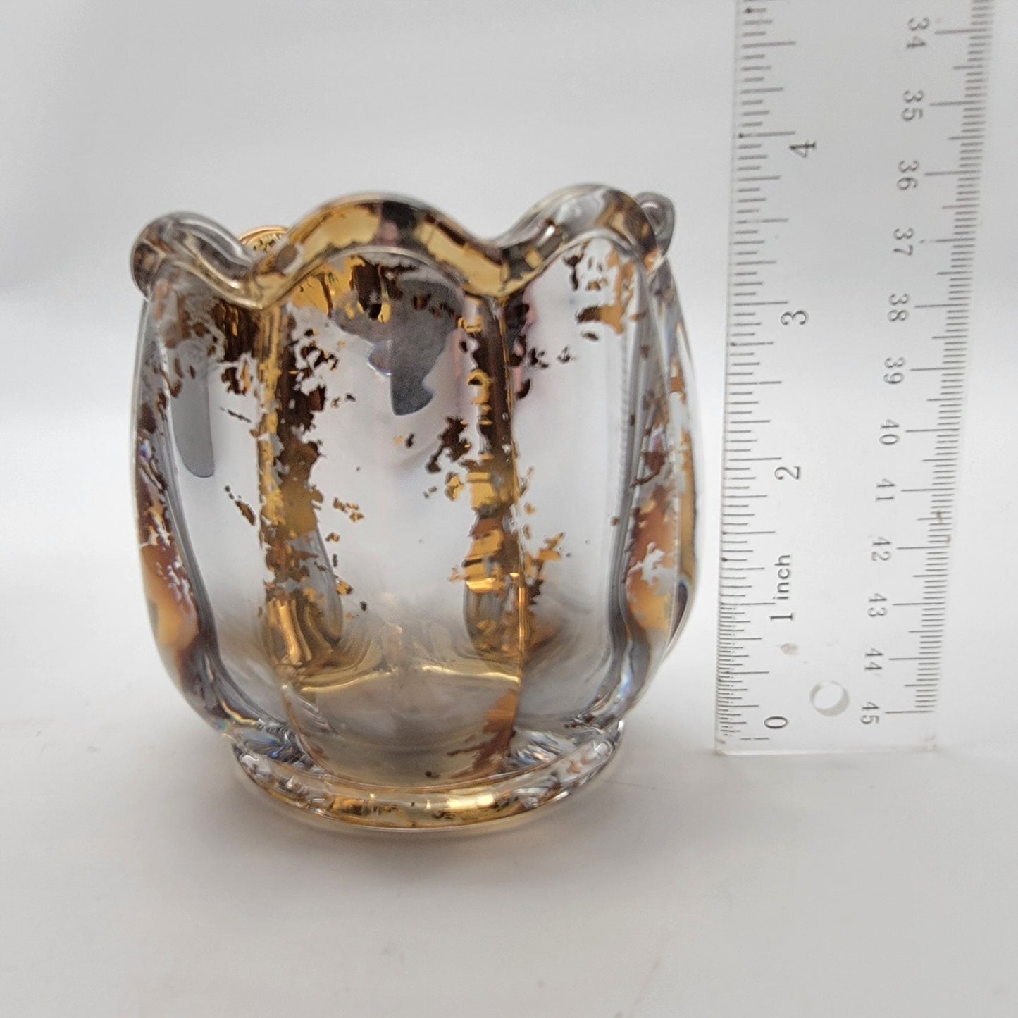 Fitz & Floyd Gold Flower Mercury Glass Votive Candle Holder In Original Box