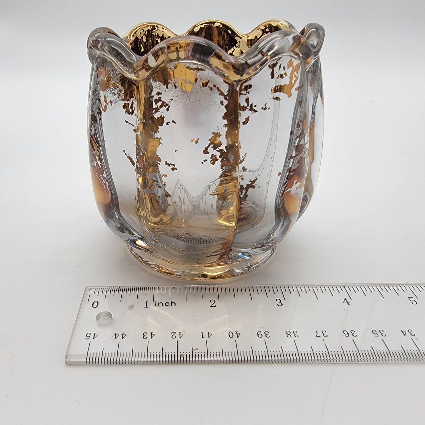 Fitz & Floyd Gold Flower Mercury Glass Votive Candle Holder In Original Box