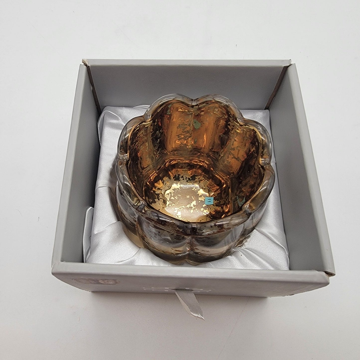 Fitz & Floyd Gold Flower Mercury Glass Votive Candle Holder In Original Box