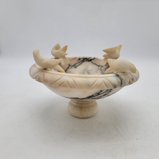 Vintage Alabaster Bird Bath Sculpture As Found