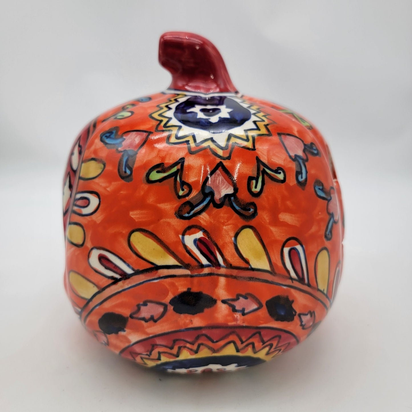 Talavera Style Halloween Pumpkin Jack-O-Lantern Orange