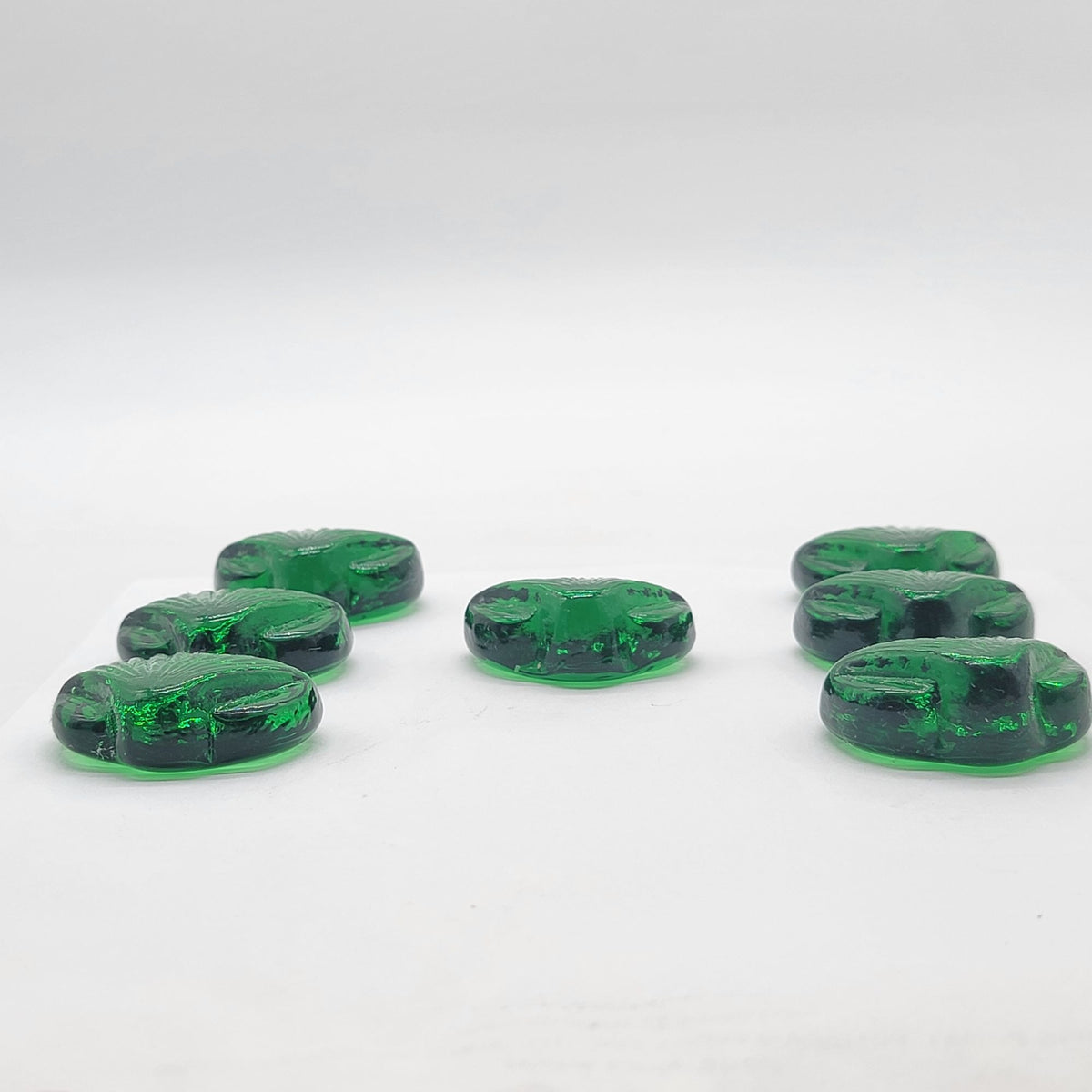 Vintage Green Glass Seashells Set Of 7