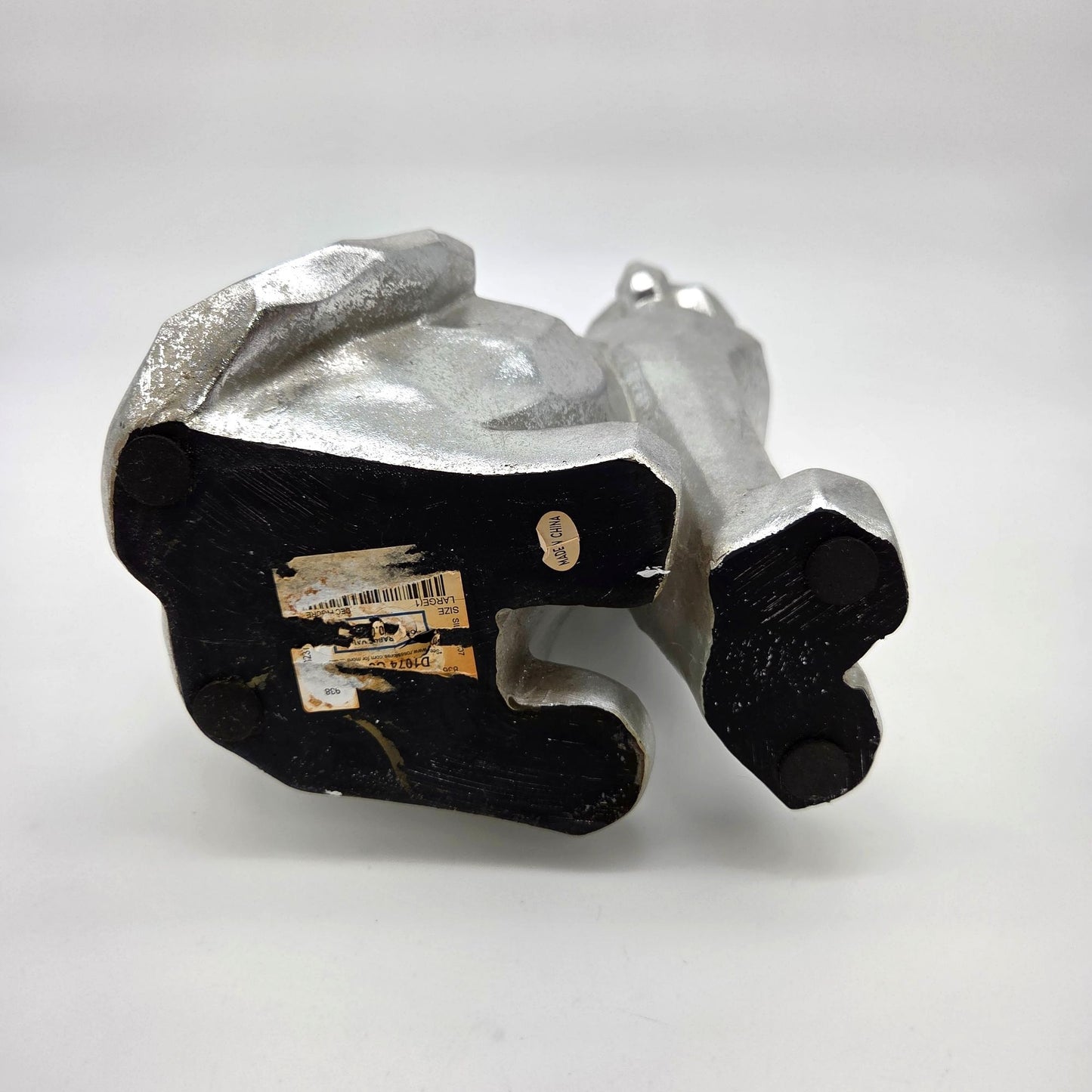 Modern Geometric Chrome-Tone Sitting Cat Statue