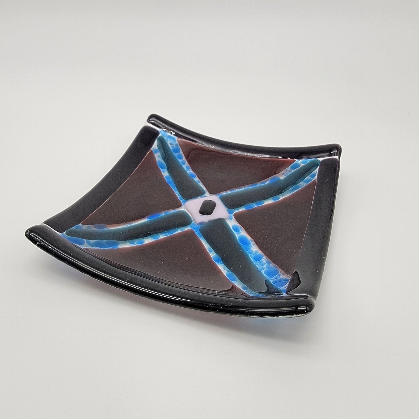 Fused Glass Square Dish Kaleidoscope Pattern