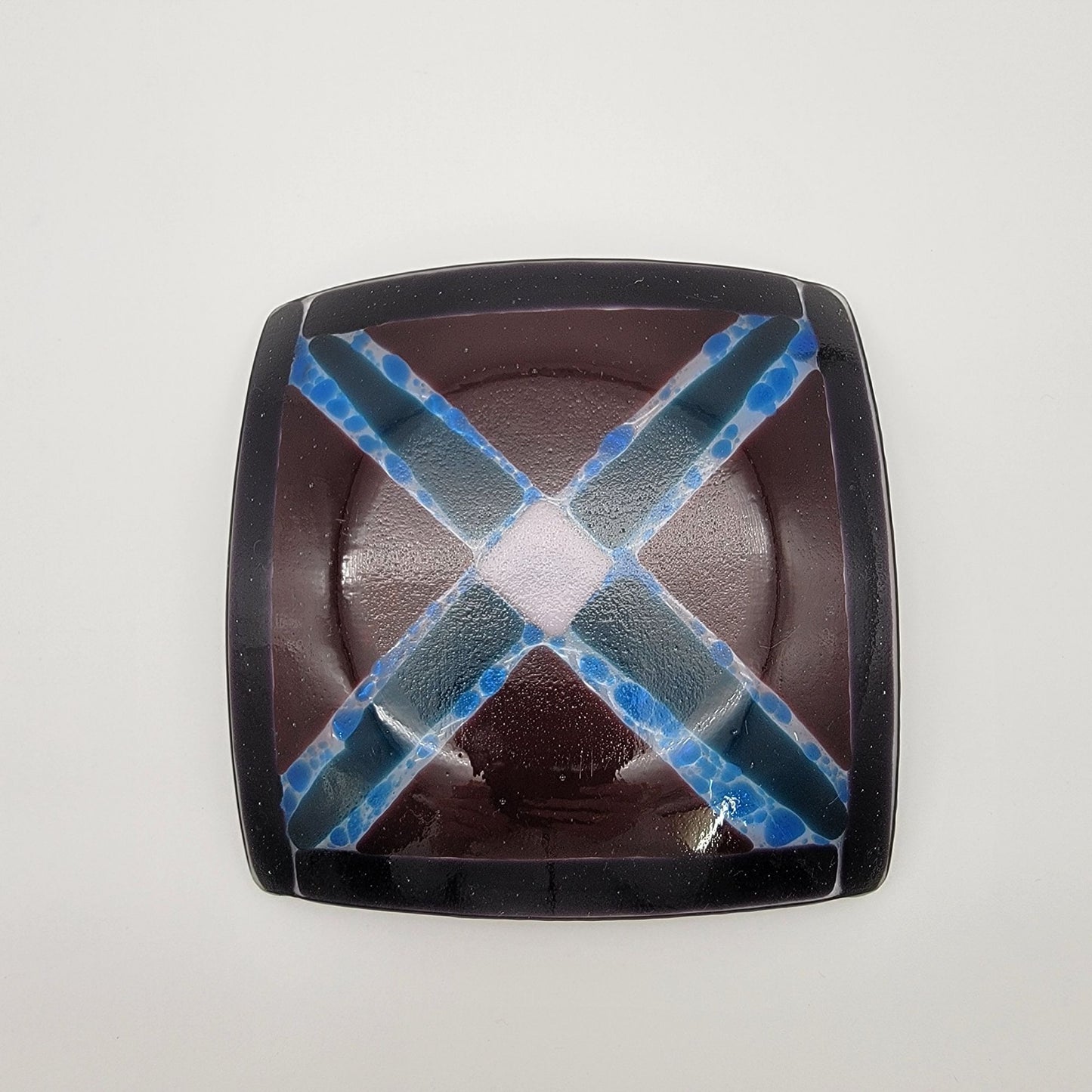 Fused Glass Square Dish Kaleidoscope Pattern