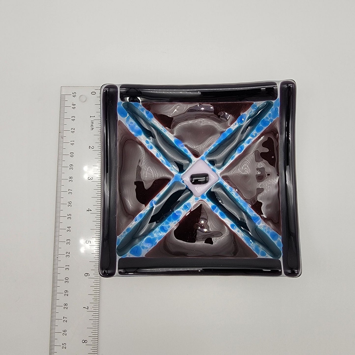 Fused Glass Square Dish Kaleidoscope Pattern