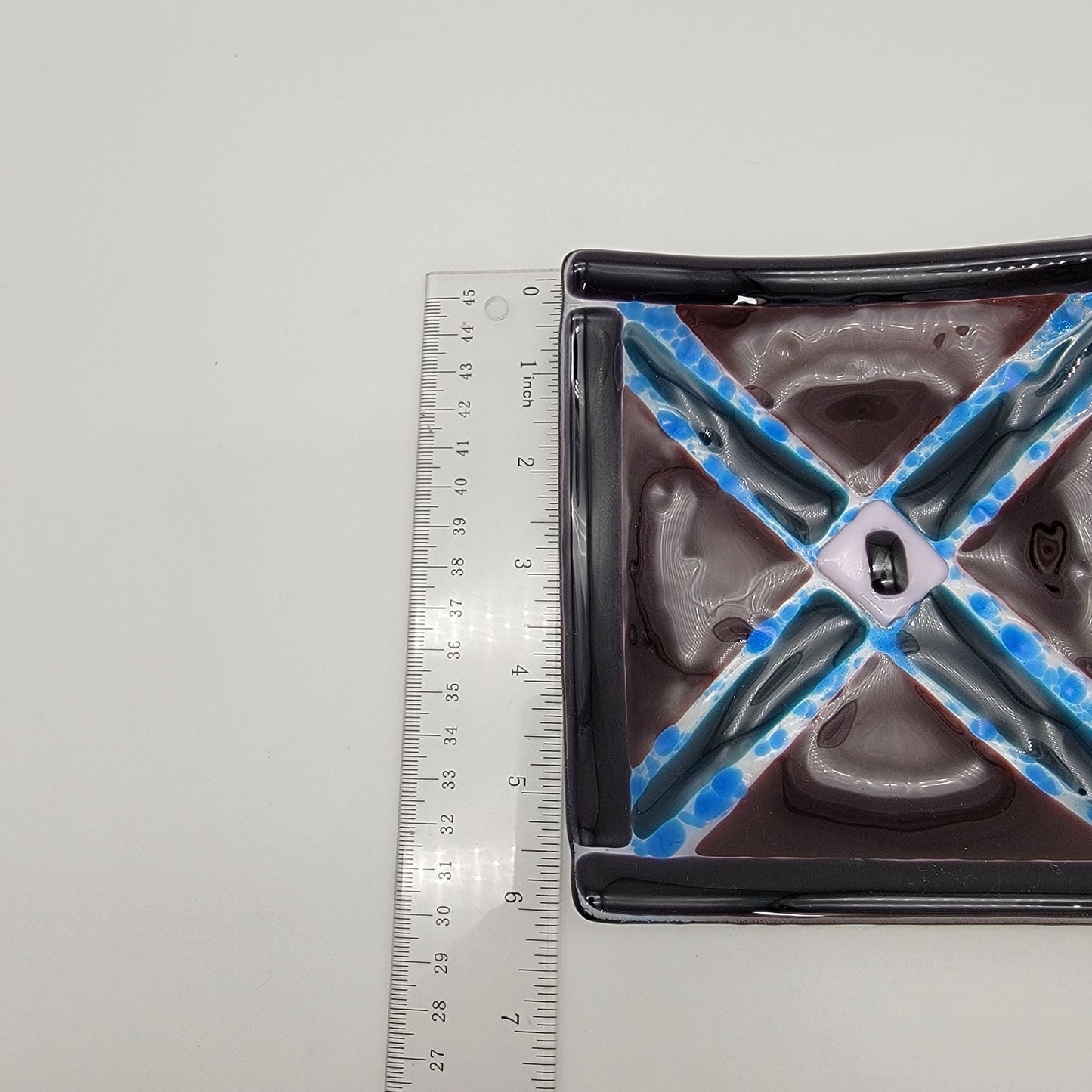 Fused Glass Square Dish Kaleidoscope Pattern